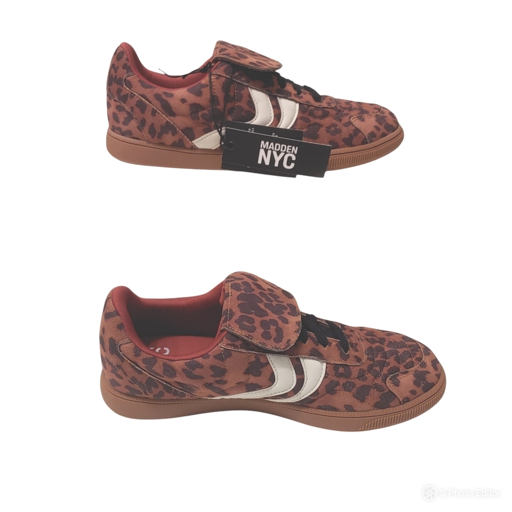 Madden NYC Women Madrid leopard lace up vamp sneaker multicolor shoes size 8 NWT